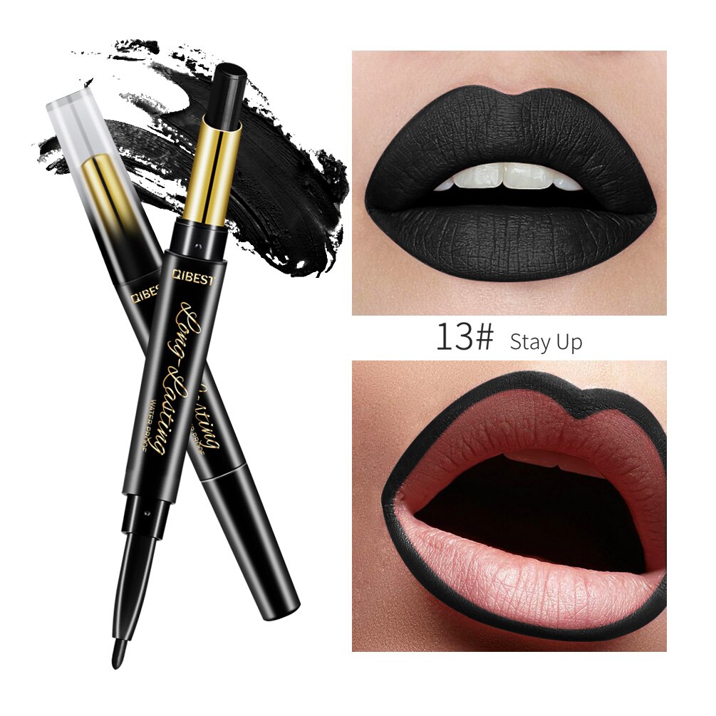 Professional 2 In 1 Double Head Matte Lipliner Lipstick Waterproof Lon