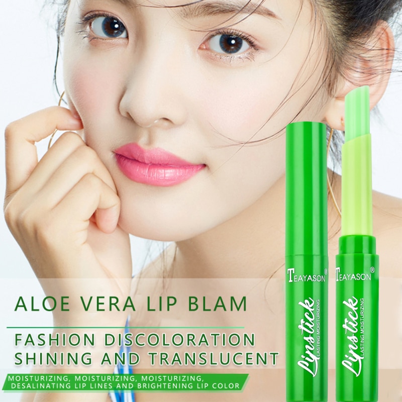 1Pcs Portable Aloe Vera Lip Balm Moisturizing Matte Lipstick Color Cha