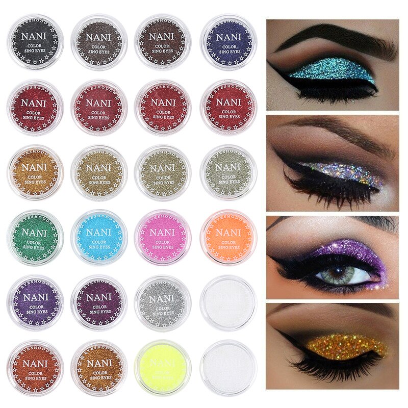 1pc 24 Colors Shimmer Glitter Eyeshadow Glitter Powder Pigment Easy to