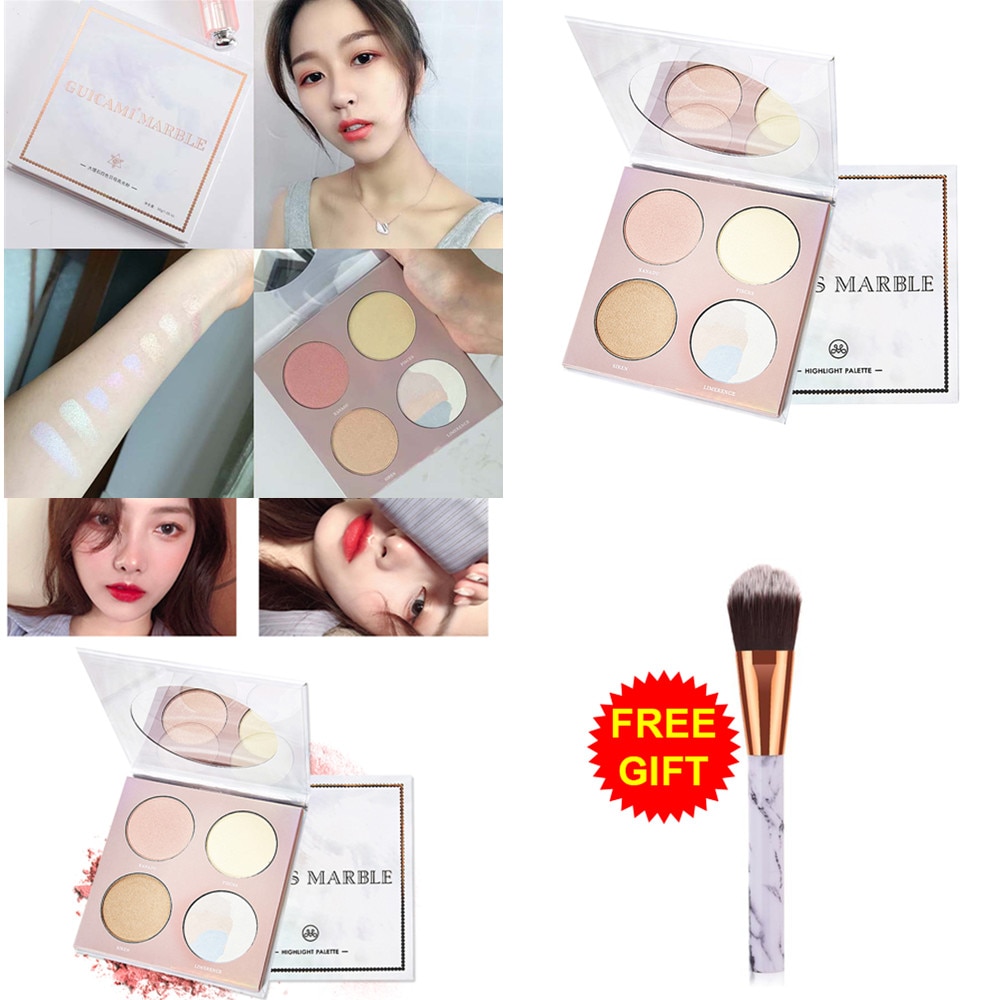 4 Colors Highlighter Makeup Palette Iluminador Glitter Polarized Blush